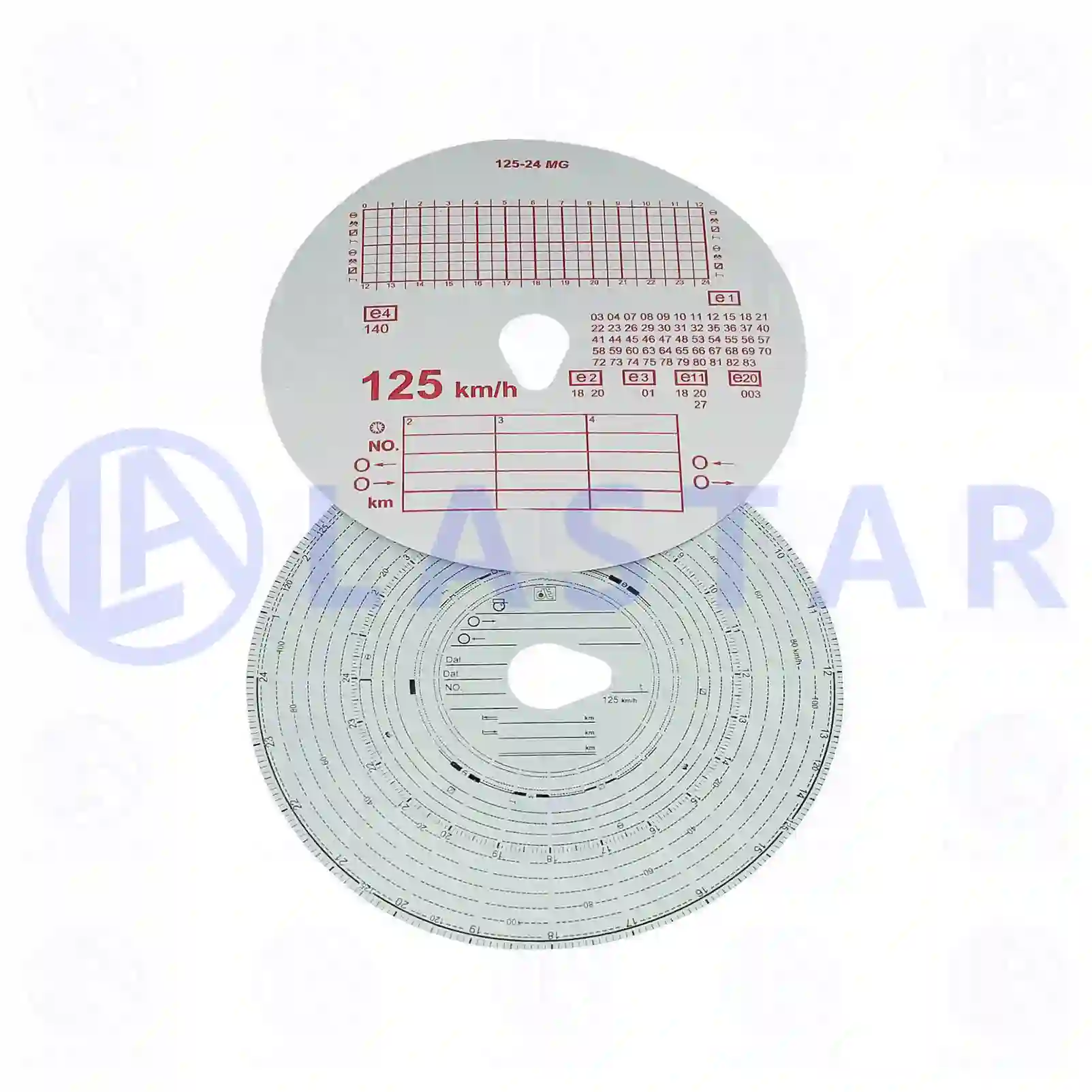 Speedometer Tachograph disc set, 1 day, 125 km/h, la no: 77711324 ,  oem no:0069877, 1321443, 69877, 01904292, 1904292, 81271030017, 81271030024, 81271030029, 81271030047, 81271030053, 81271030055, A5000559268, 5001831507, 1112861, 352007, 1128281, 1696194, 1698229, 20400028, 3985719, ZG20195-0008 Lastar Spare Part | Truck Spare Parts, Auotomotive Spare Parts